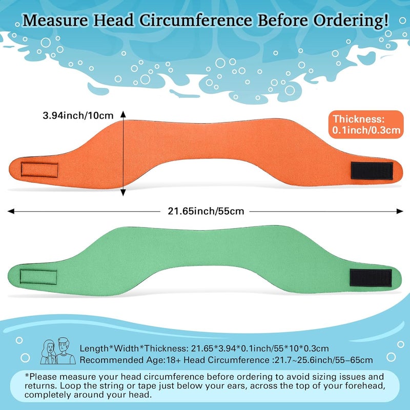 Lunmon 2 Pairs Swimming Headbands Adjustable Water Headbands for Adults Waterproof Safety Earplugs Swimming Earband Protectors for Pool, Surfing, Diving and Water Sports - Image 2